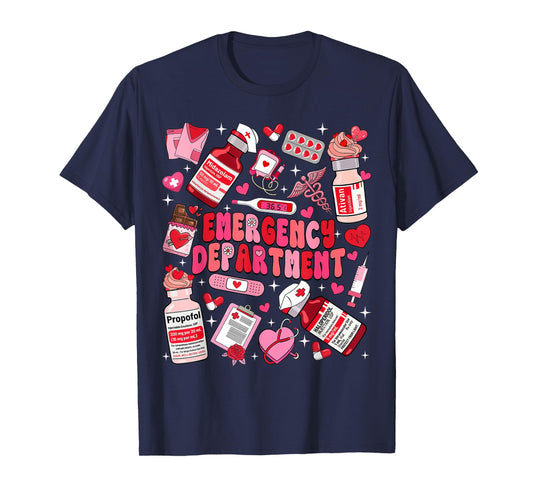 Retro Emergency Department ED ER Nurse Valentines Day Women T-Shirt