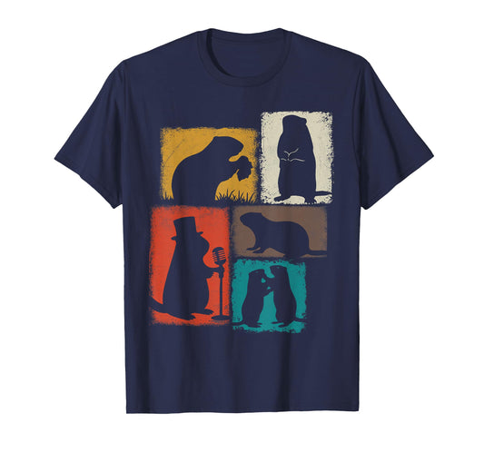 Groundhog Vintage Collage Weather Predictor T-Shirt