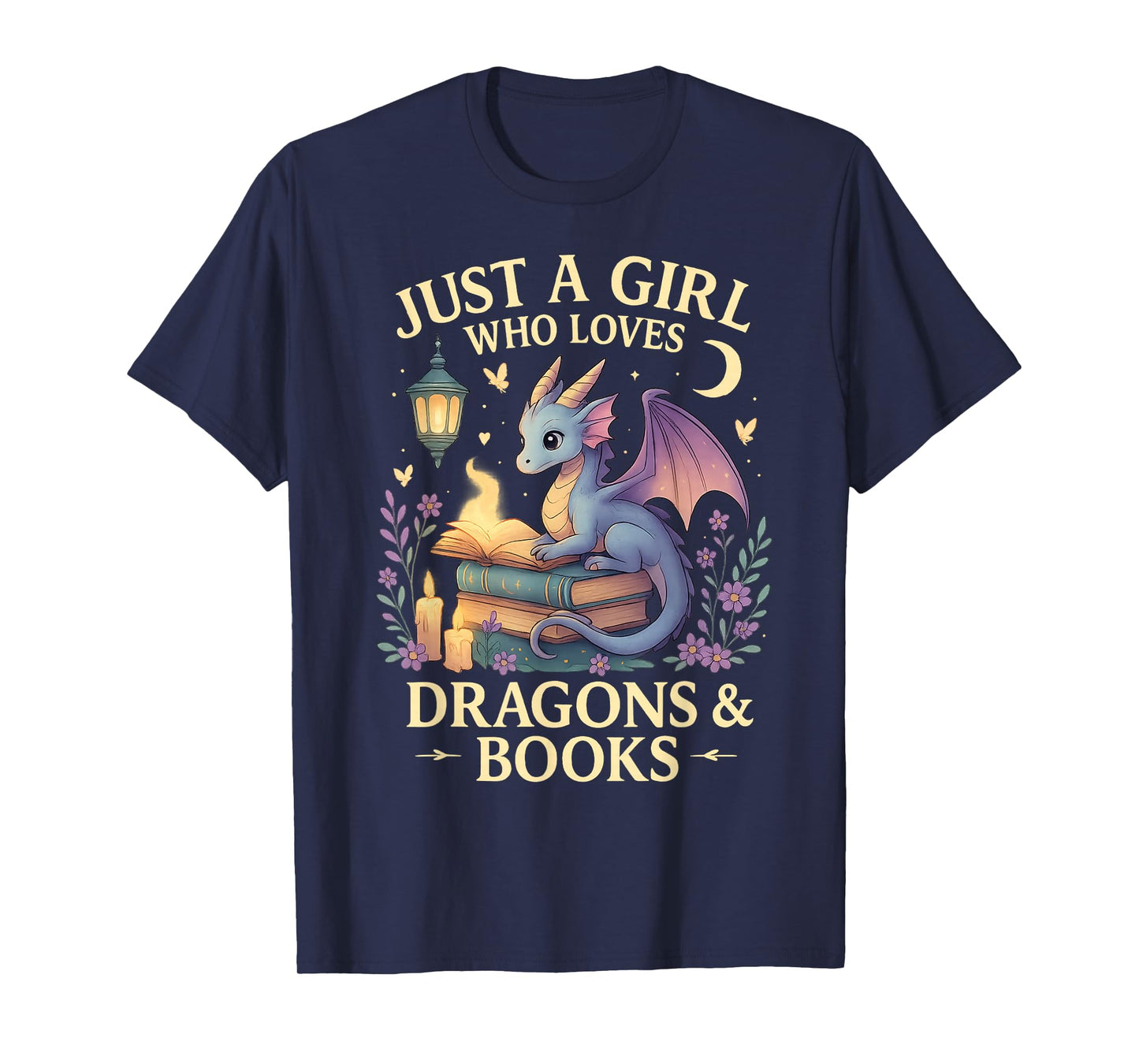Just a Girl Who Loves Cute Dragons and Books T-Shirt
