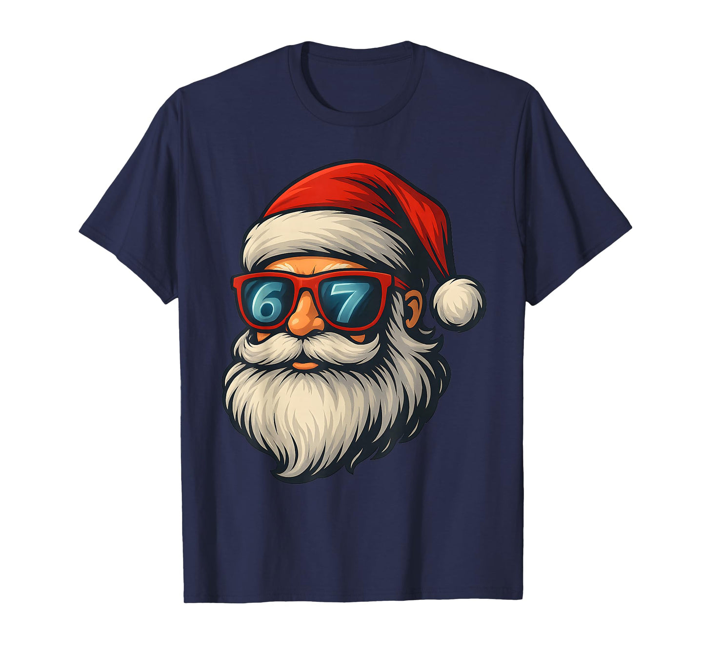 Funny 6 7 Six Seven Meme Santa face Christmas Retro T-Shirt