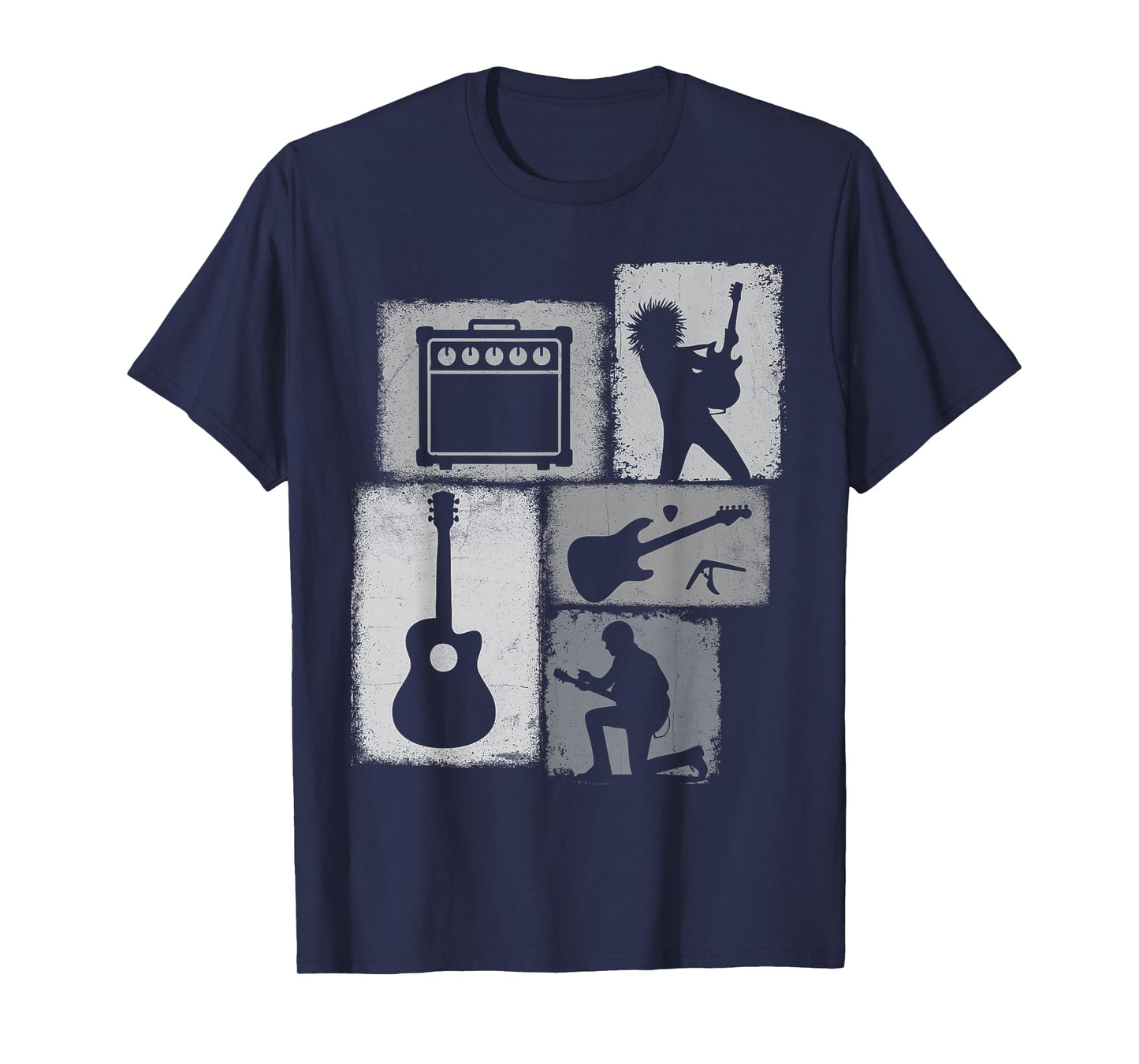 Guitarist Vintage Collage Guitar Lover Player Men Musician T-Shirt