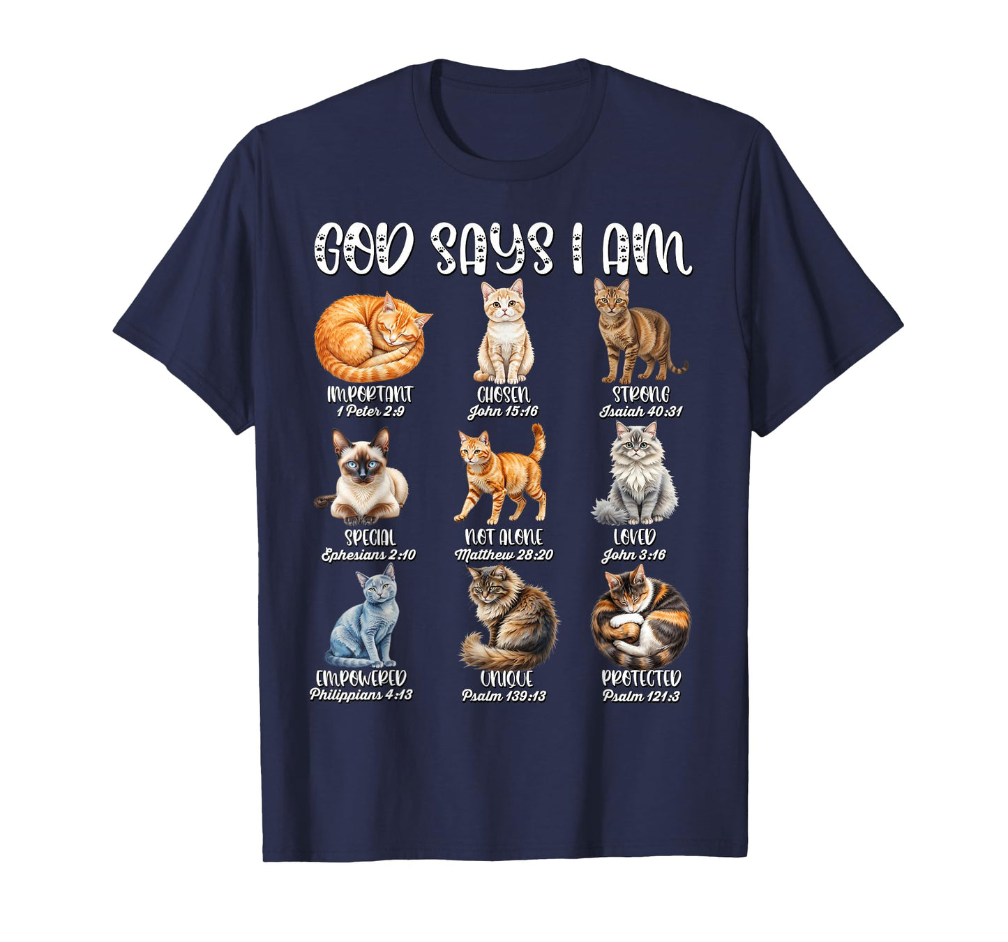 Christian Girl God Says I Am Cat Jesus Faith Bible Verse T-Shirt