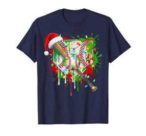 Santa Sports Ice Baseball Christmas Xmas Pajama Kid Men Boys T-Shirt
