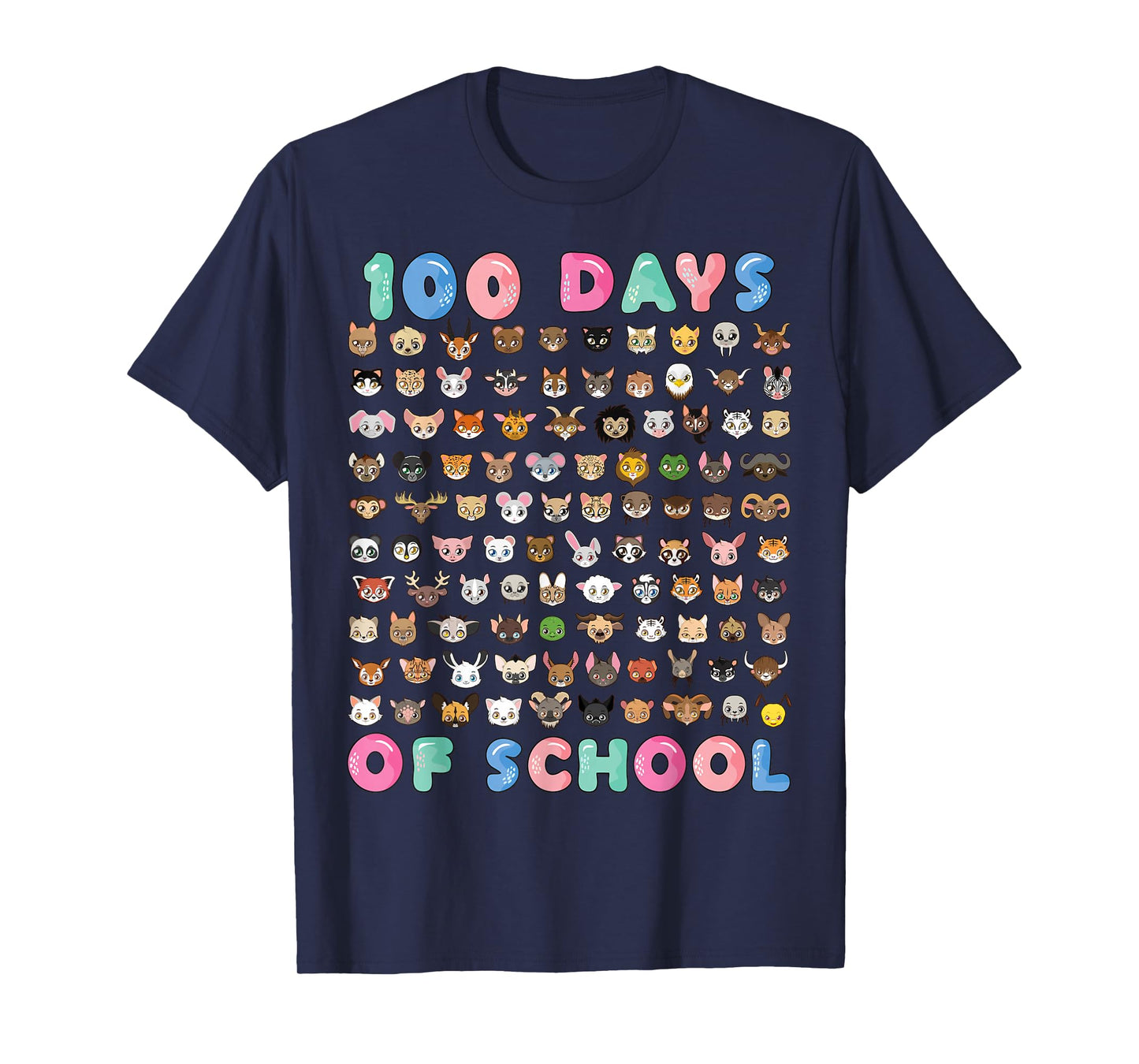 Cute 100 Days of School Jungle Animals Kids Teacher T-Shirt