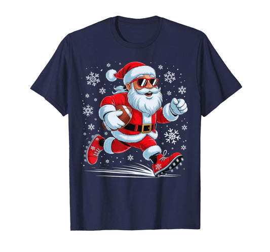 Santa Playing Football Christmas Players Sport for Men Boys T-Shirt