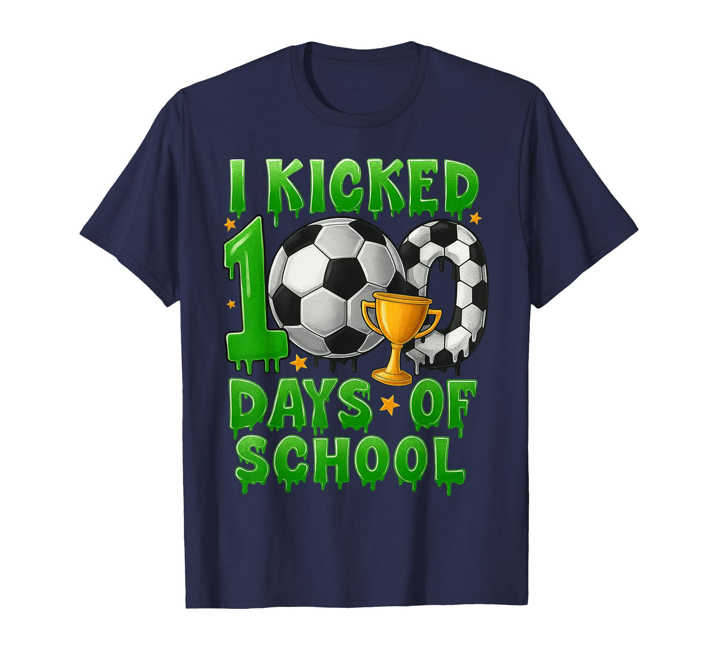 I Kicked 100 Days of School Soccer Drip Boys Kids T-Shirt