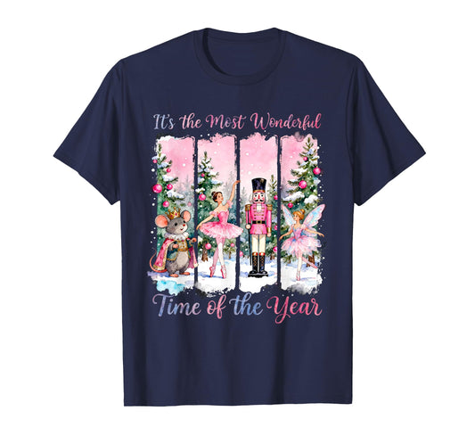 Pink Coquette Bow Nutcracker Friends Snow Globe Christmas T-Shirt