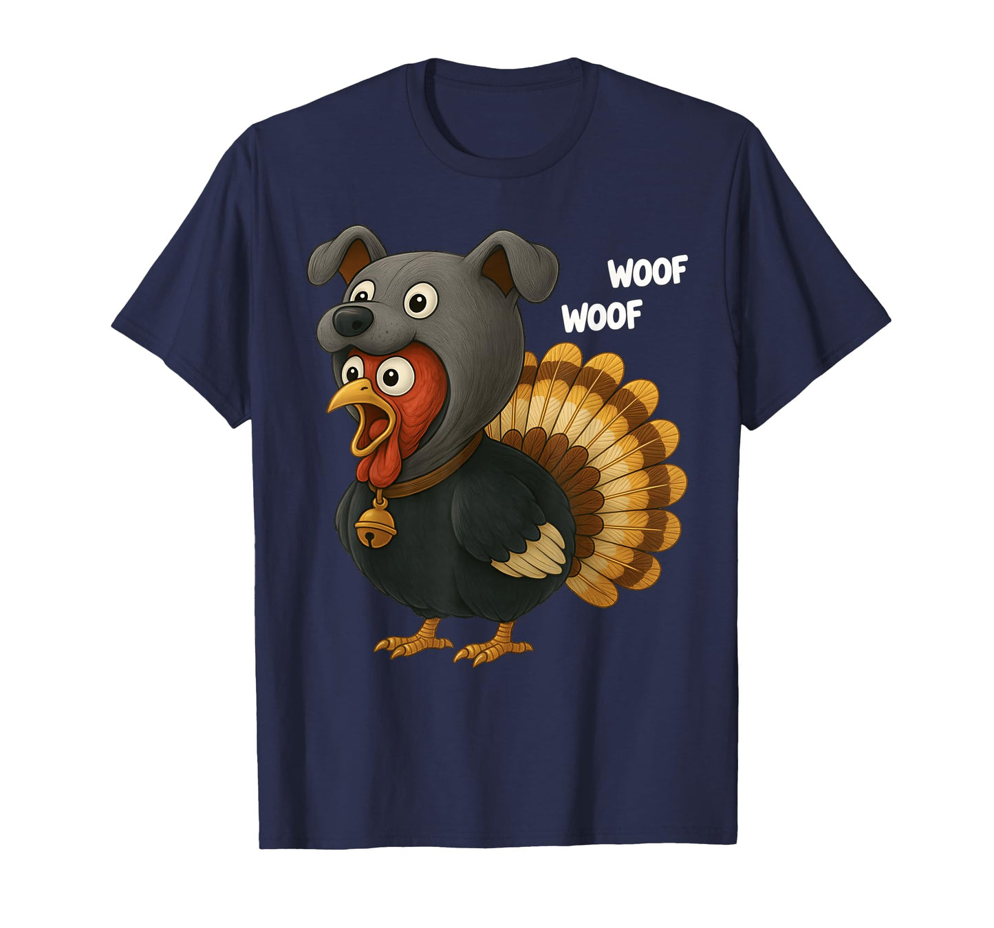 Turkey Dressed As Dog Woof Woof Thanksgiving Men Women Kid T-Shirt