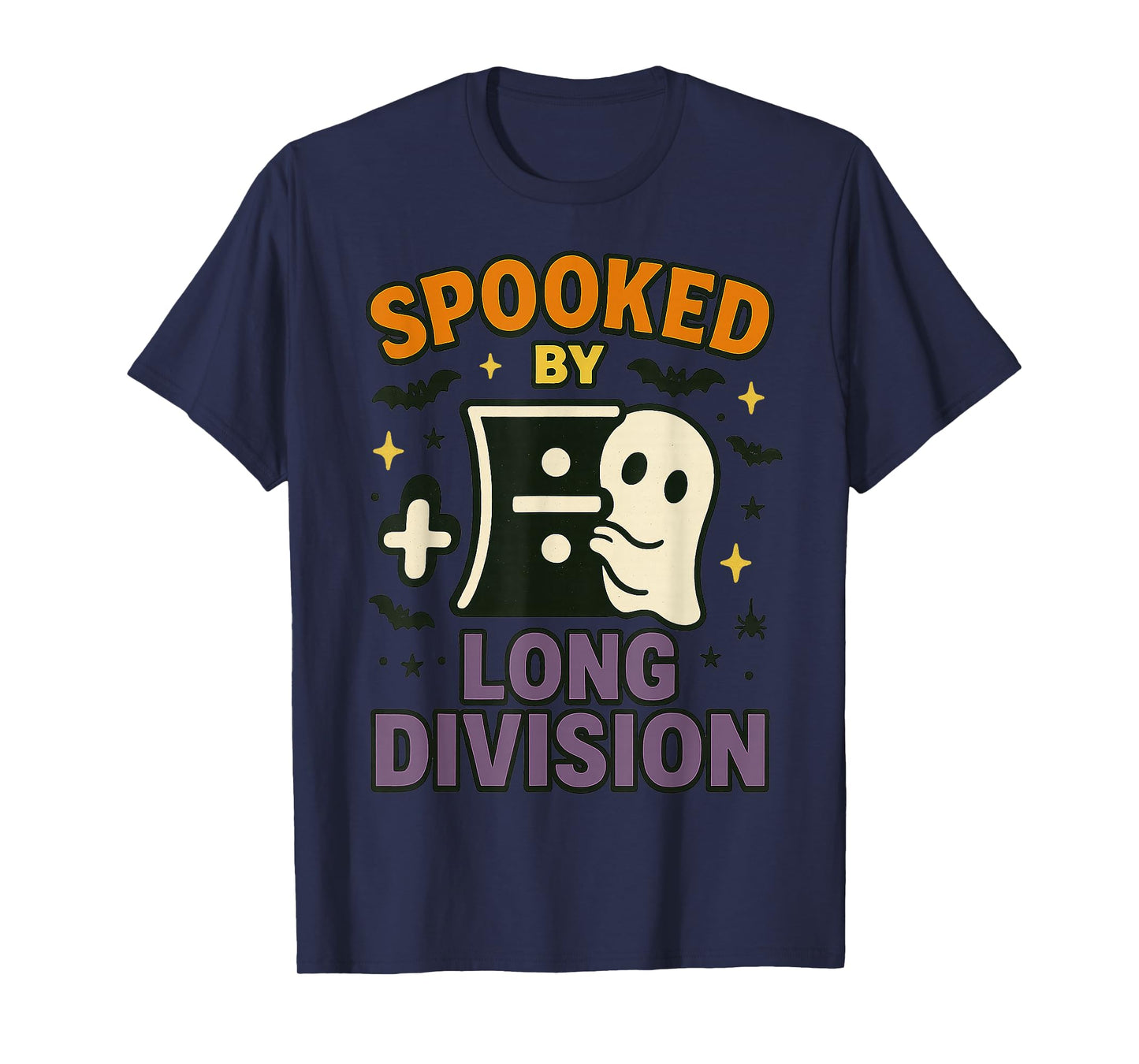 Spooked by Long Division Funny Math Halloween Design T-Shirt