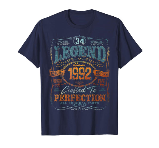 Vintage 1992 Limited Edition Shirt 34 Year Old 34th Birthday T-Shirt
