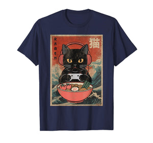 Cat Ramen Japanese Funny Graphic Kawaii Anime T-Shirt