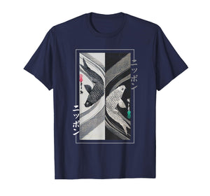 Koi Fish Yin-Yang Japanese Ukiyo-e Traditional Vintage Style T-Shirt