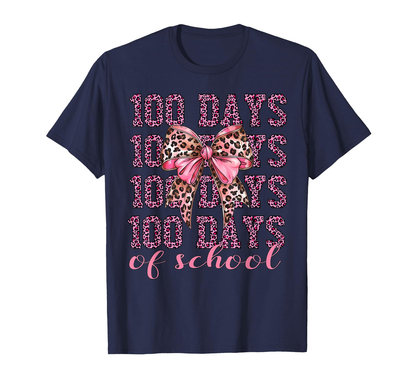 I Survived 100 Days of School 100th Day of School Leopard T-Shirt