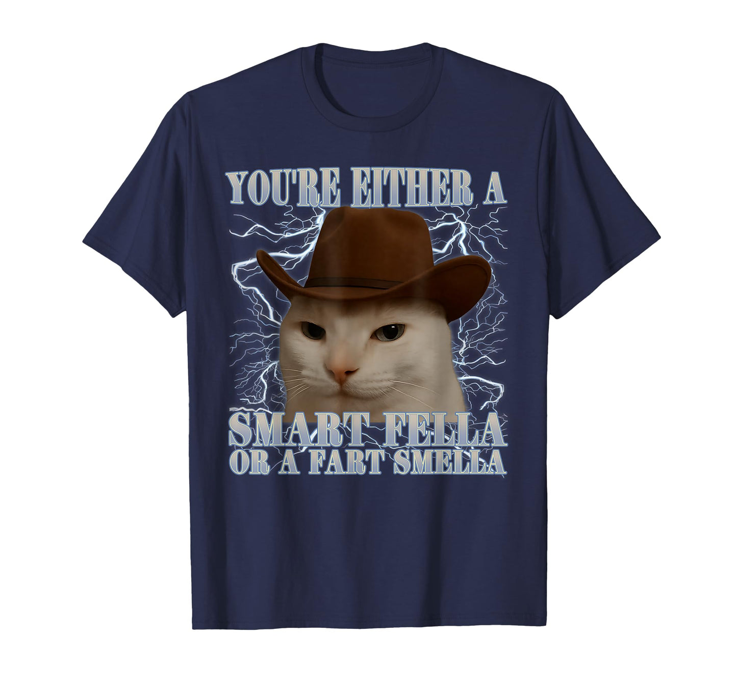 You're Either a Smart Fella or a Fart Smella Funny Cat Meme T-Shirt