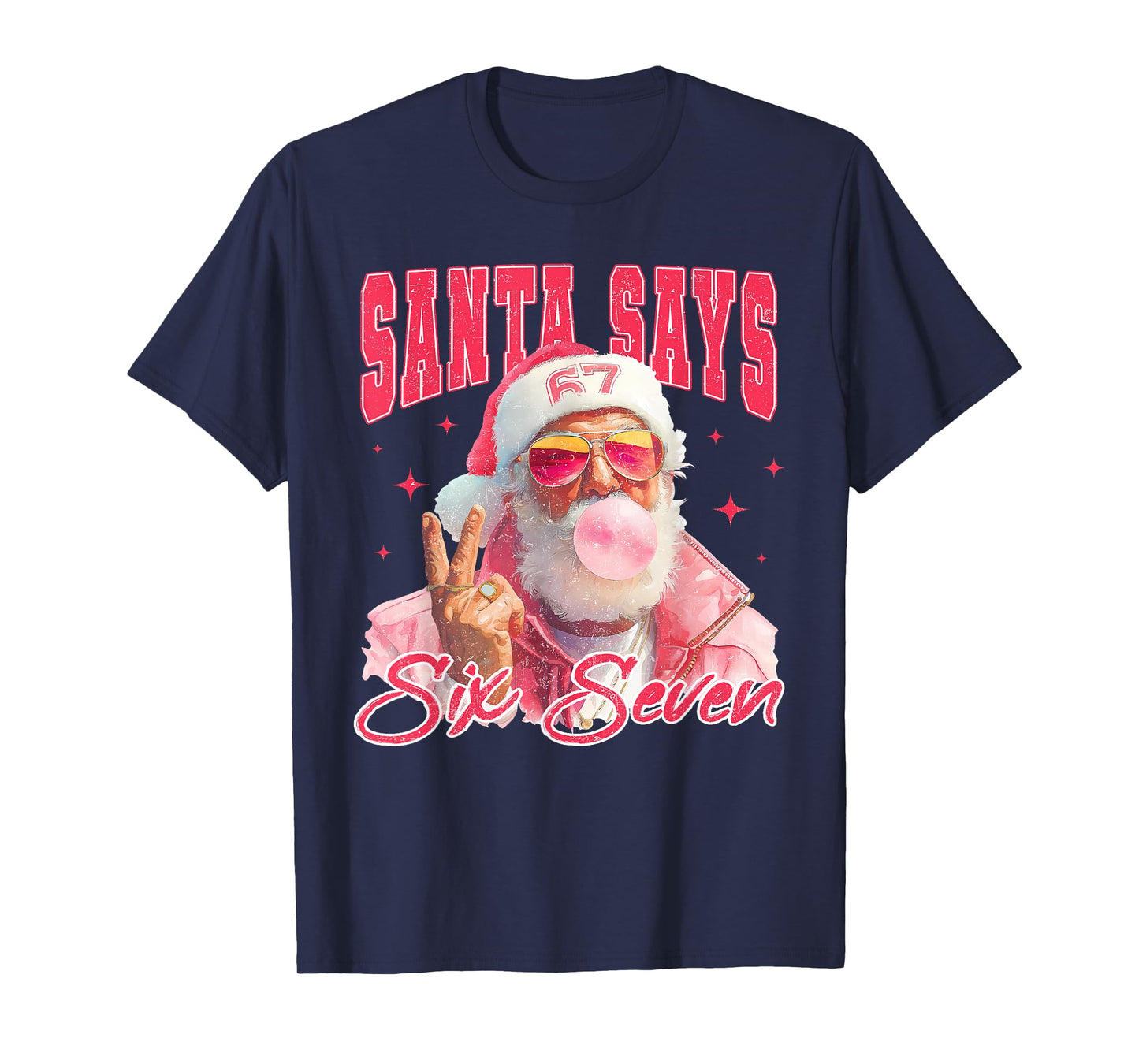 Funny Santa Says Six Seven Christmas 67 Meme Xmas Boys Girls T-Shirt