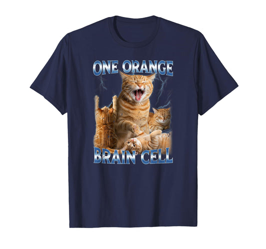 One Orange Brain Cell Funny Cat Meme Quirky Humor T-Shirt