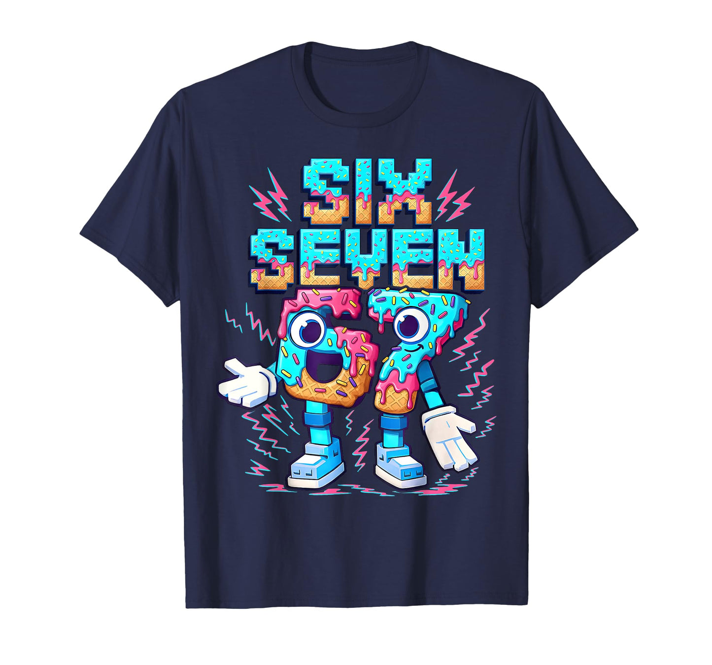 67 Six Seven 6-7 - Funny Italian Brainrot Ice Cream Drip T-Shirt