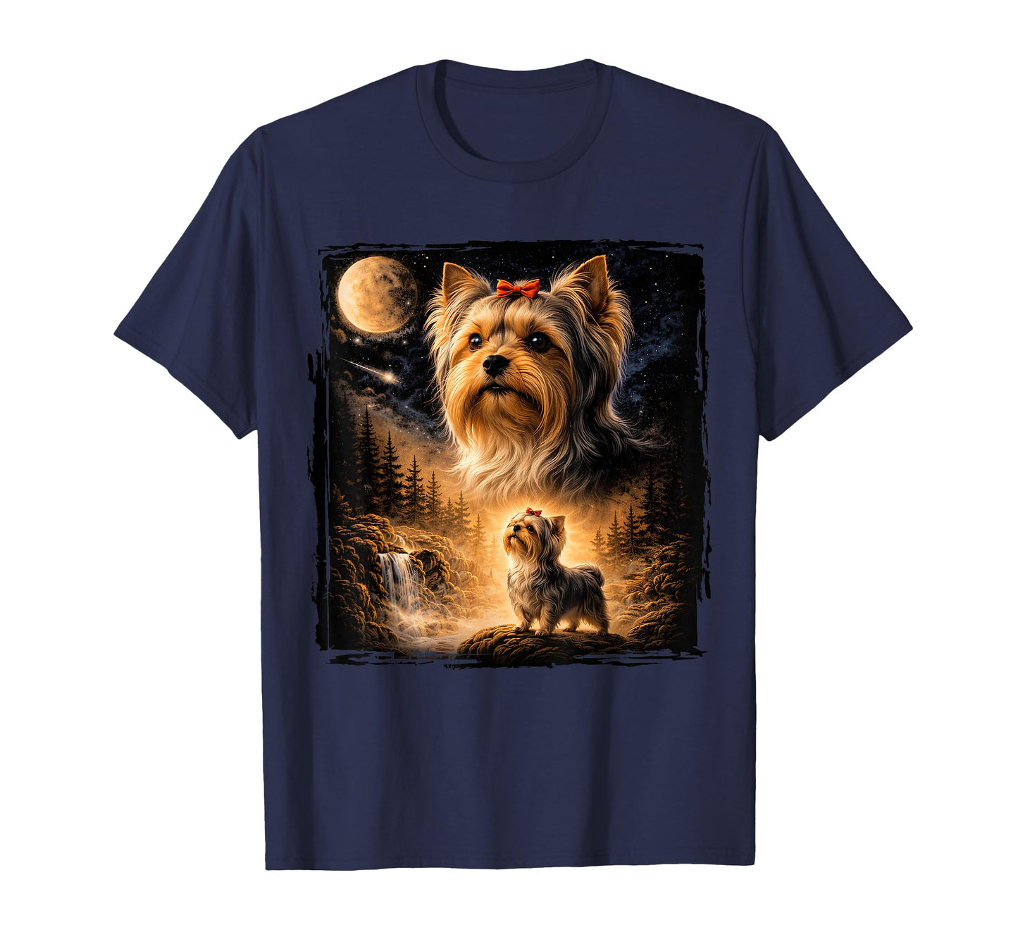 Vintage 90s Yorkshire Terrier Howling At The Moon Yorkie Dog T-Shirt
