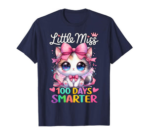 Little Miss 100 Days Smarter 100 Days of School Cat for Gril T-Shirt