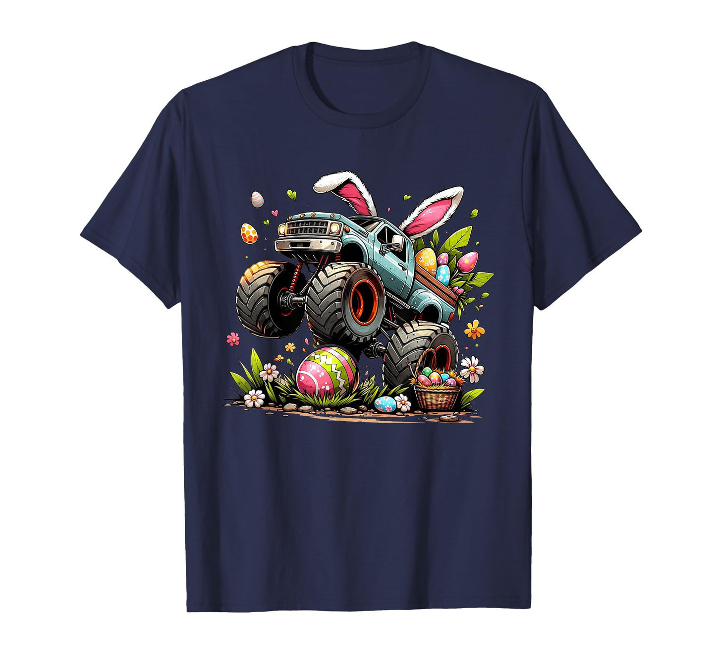 Kids Boys Happy Easter Day Bunny Monster Truck Egg Hunt T-Shirt