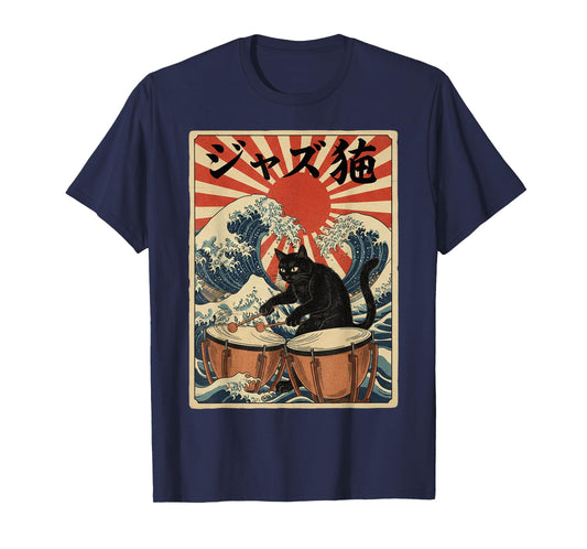 Funny Cat Playing Timpani for Jazz Musician Percussionist T-Shirt