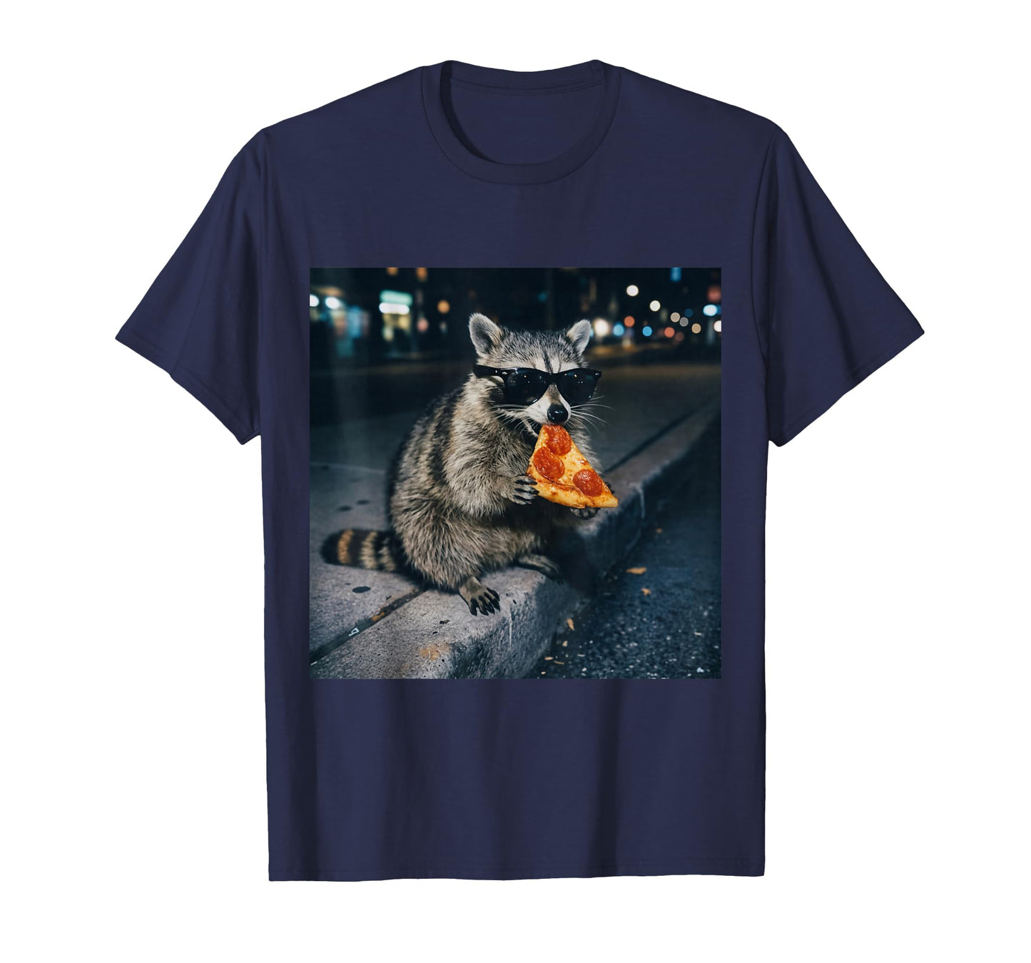 Funny Raccoon Eating Pizza Cute Animal Selfie T-Shirt