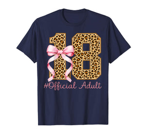 18th Birthday Girl Pink Coquette Bow Leopard 18 Year Old T-Shirt