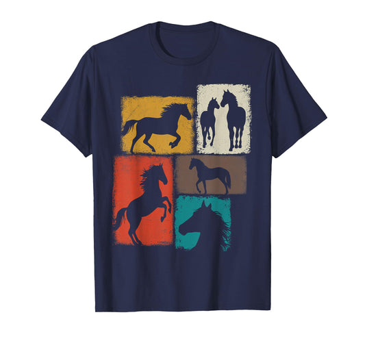 Horse Vintage Collage Cowboy Cowgirl Equestrian Rider T-Shirt