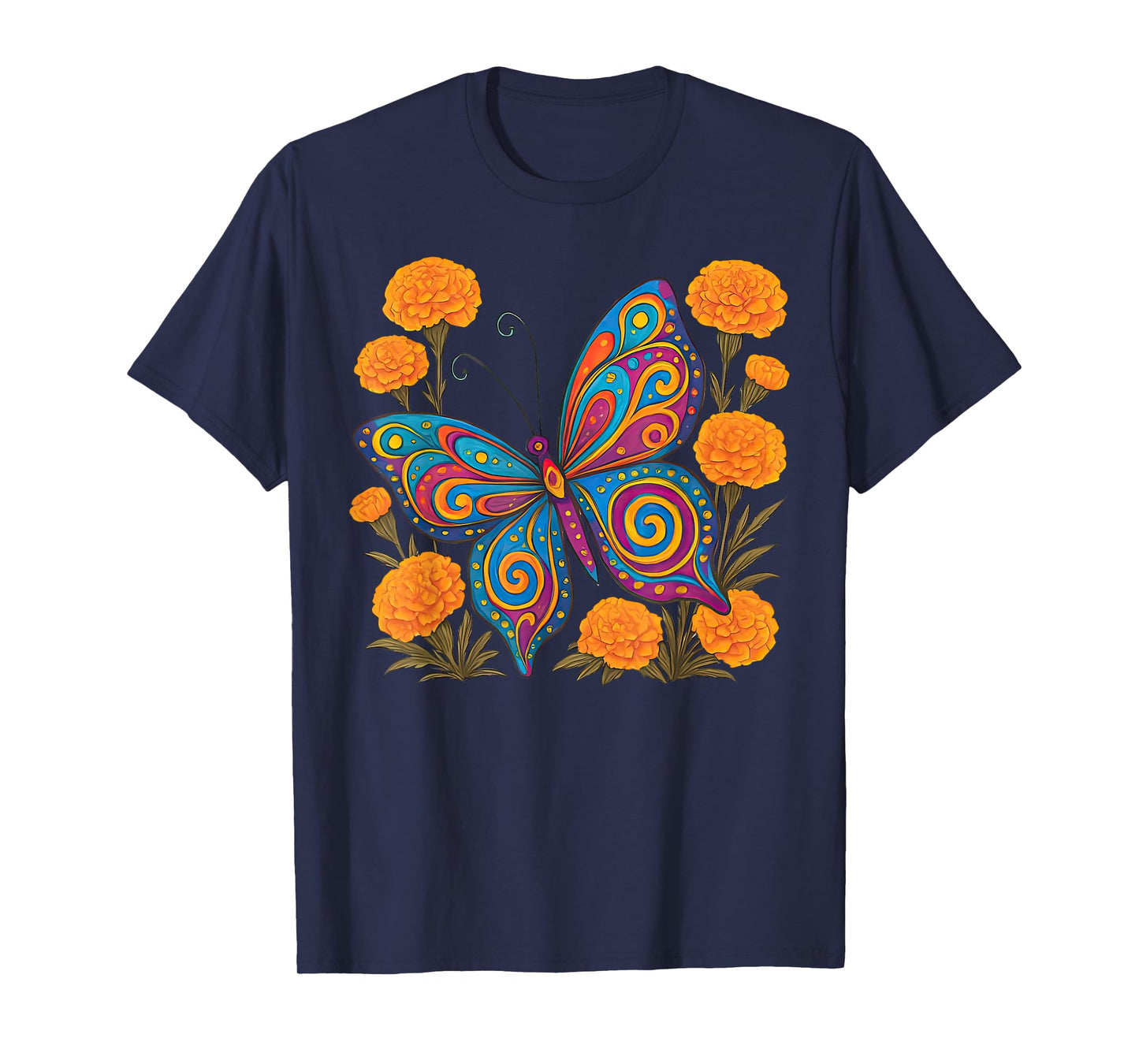 Alebrije Butterfly Flower Mexican Folk Art Nature Insect T-Shirt