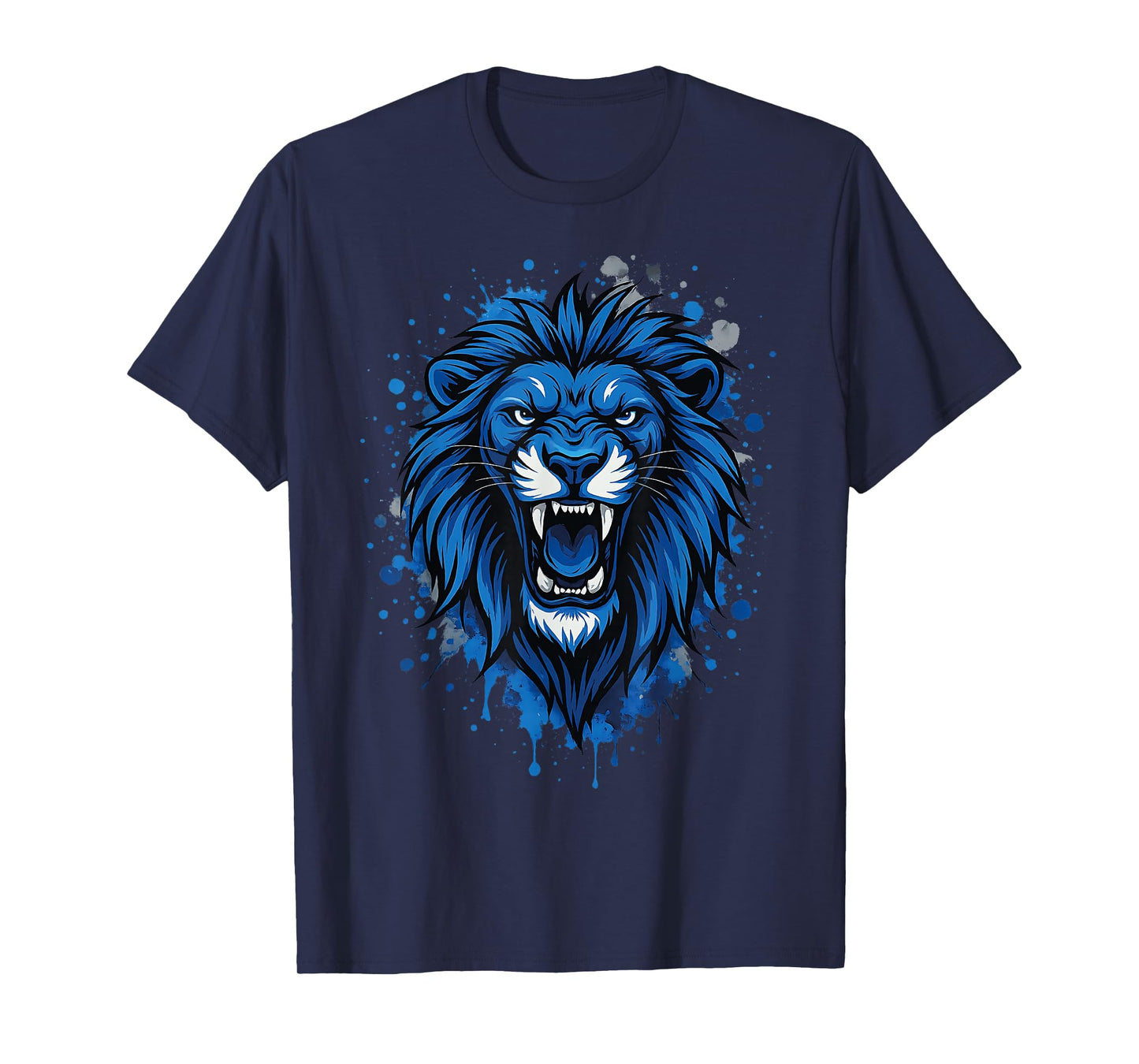 Blue Lion Fan Art – Sport Style Animal Graphic T-Shirt