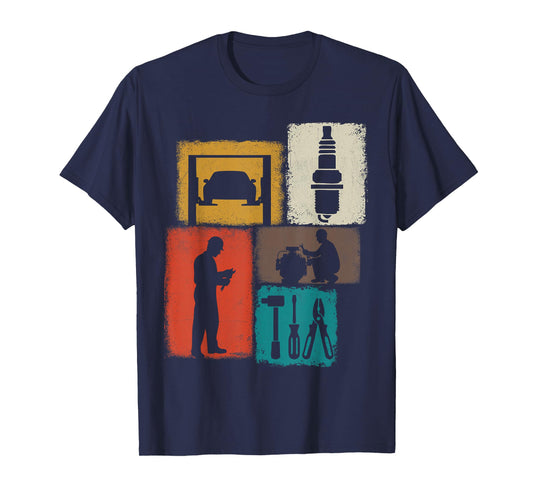 Mechanic Vintage Collage Auto Technician Men T-Shirt