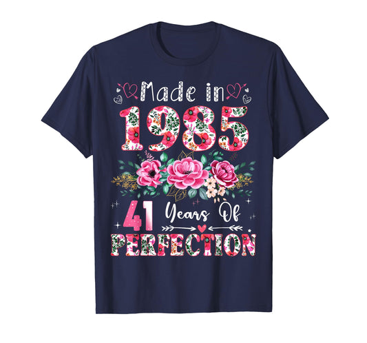 41 Year Old Made in 1985 Floral 41th Birthday Women T-Shirt