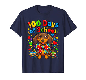 100 Days of School Dachshund Funny 100 Days Kids Teachers T-Shirt