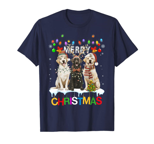 Cute Three Labrador Dogs Christmas for Women Men T-Shirt