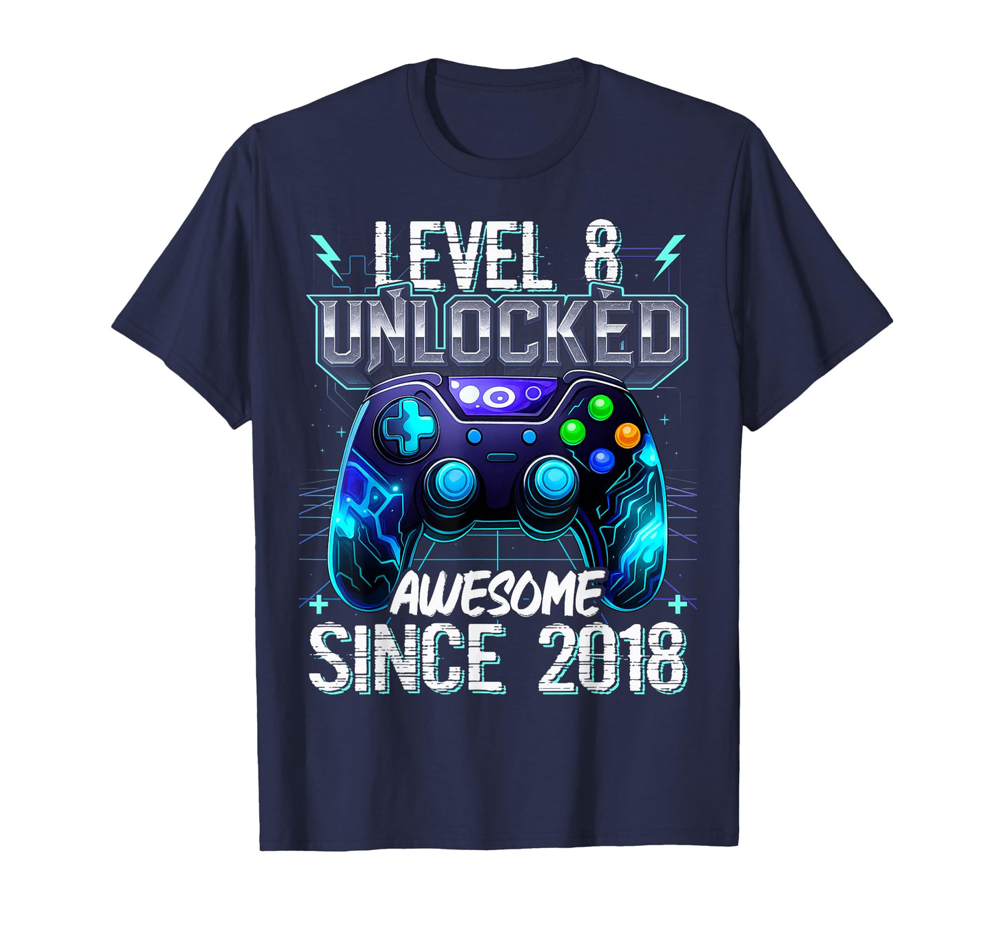 8th Birthday Boy Level 8 Gamer 8 Year Video Game Party T-Shirt
