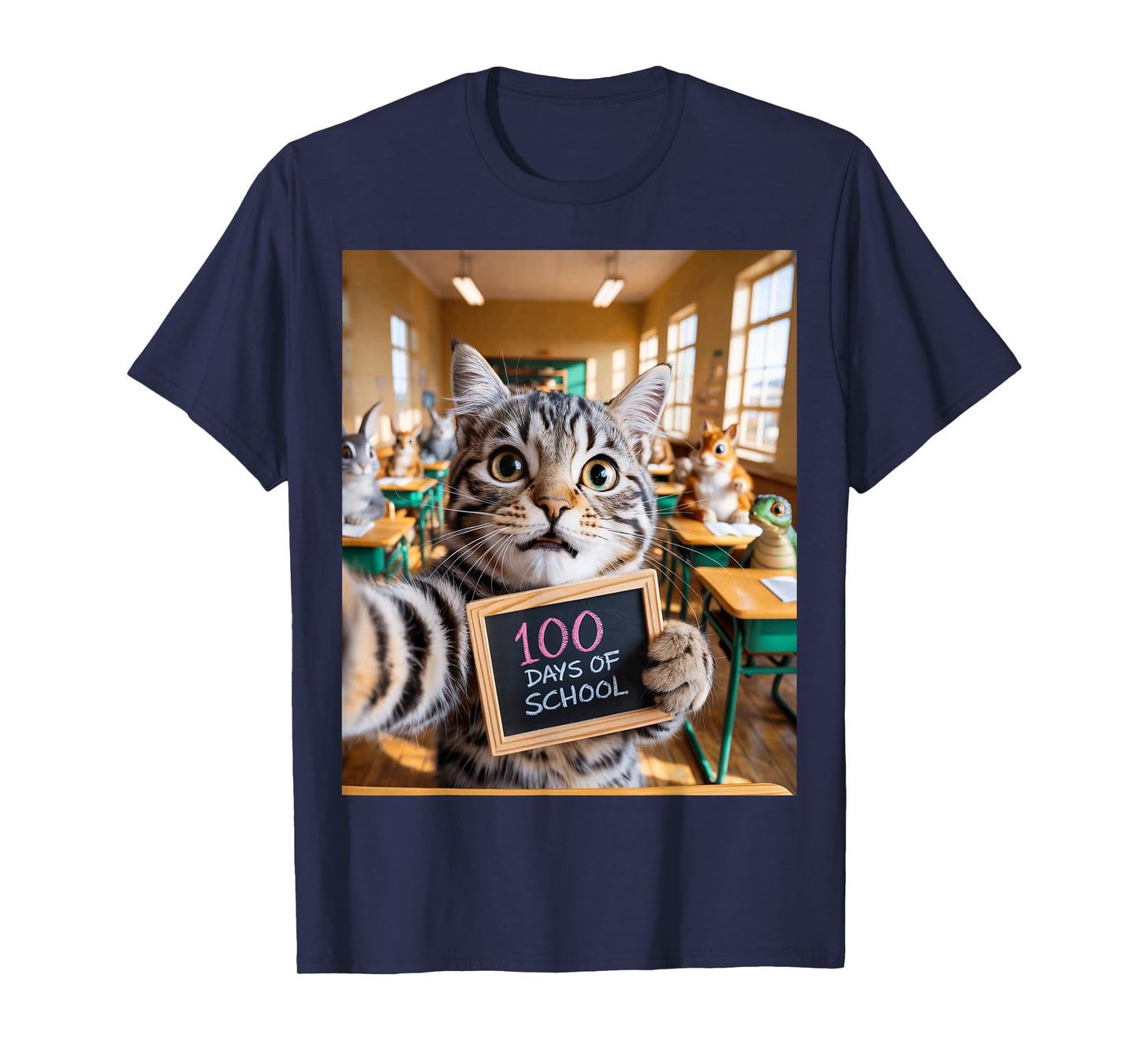 Cat Selfie 100 Days of School Design for cat Lovers and cat T-Shirt