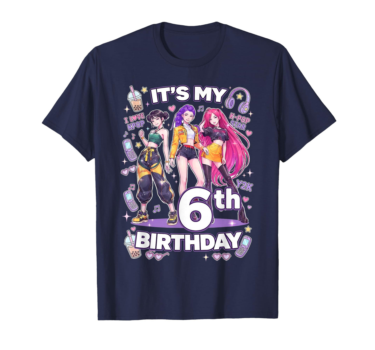 6th Birthday 6 Year Old Girl Korean Pop Kpop Bday Party T-Shirt