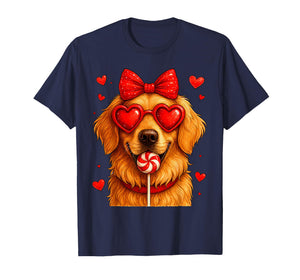 Cute Golden Retriever Valentine Heart Candy Valentines Day T-Shirt