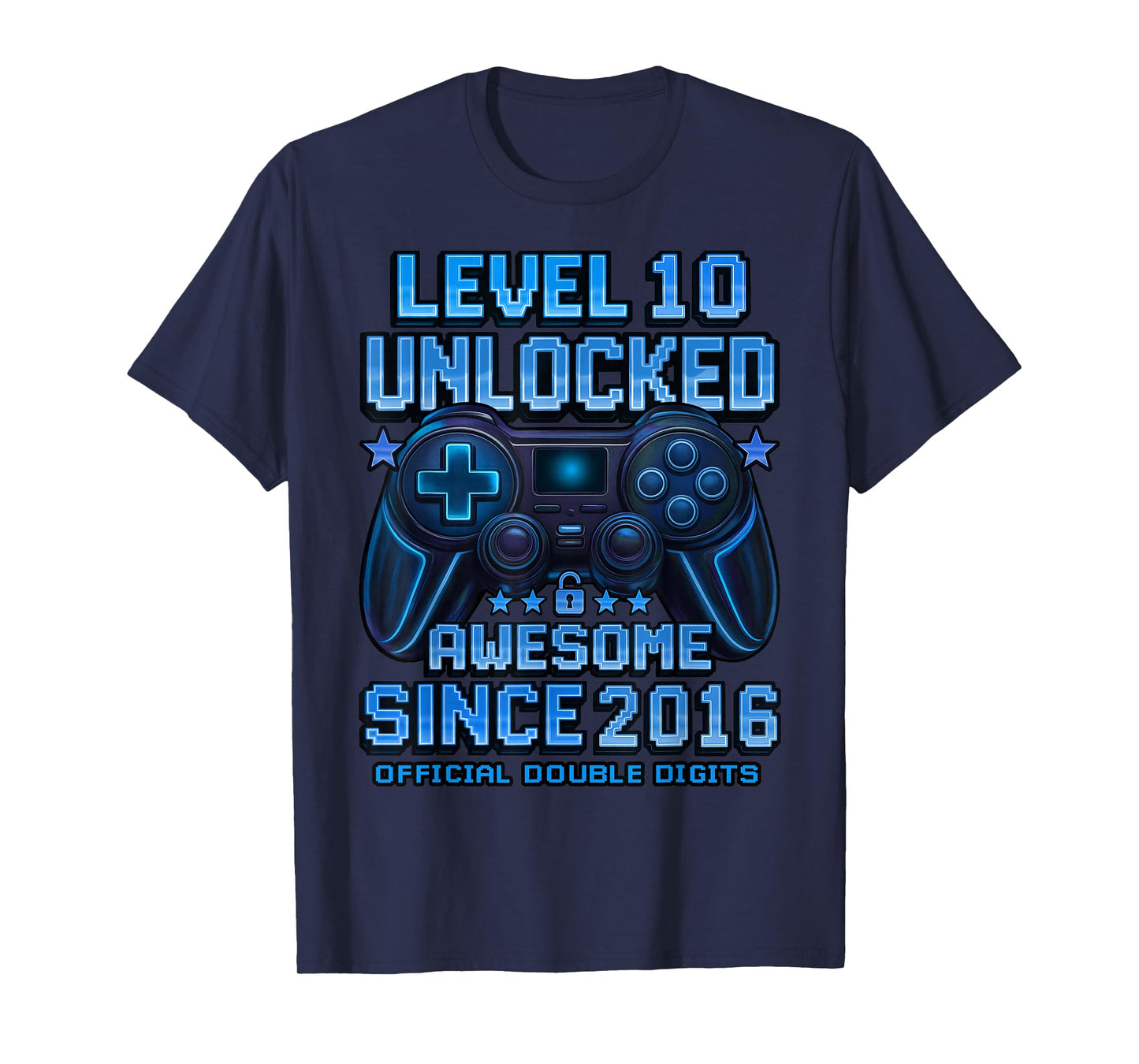 Official Double Digits Level 10 Unlocked 10th Birthday Boy T-Shirt
