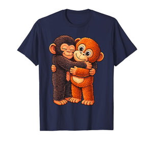 Punch Cute Baby Monkey with Stuffed Stand Hugging T-Shirt