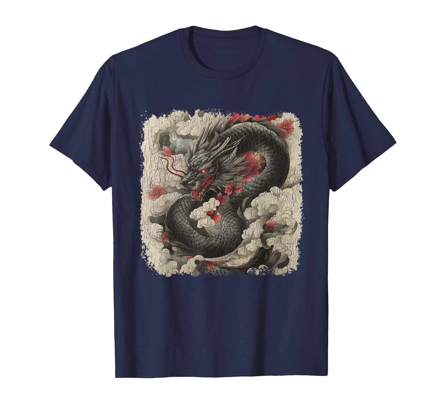 Japanese Dragon Tattoo Art Woodblock Vintage Asian Oriental T-Shirt