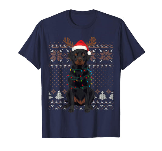 Christmas Dog with Hat and Lights - Funny Holiday Labrador T-Shirt