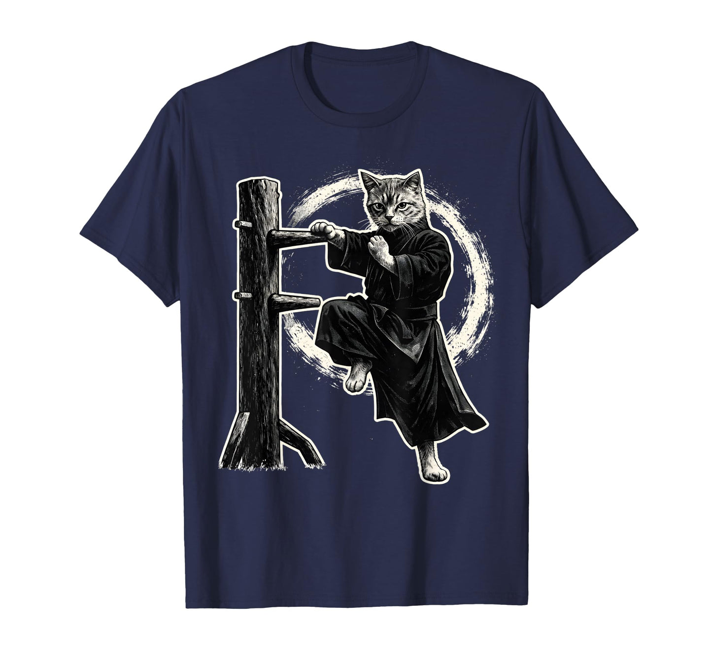 Wing Chun Master Cat Vintage Kung Fu Martial Art Black White T-Shirt