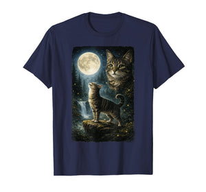 Funny Cat Art Design Cat Howling at The Moon T-Shirt