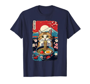 Funny Catzilla Anime Ramen Japanese Cat Gifts Men Women Kids T-Shirt