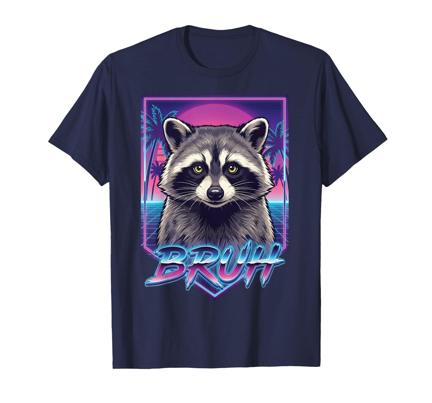 Funny Raccoon Bruh Teens Boys Girls Kids Men Vintage Retro T-Shirt