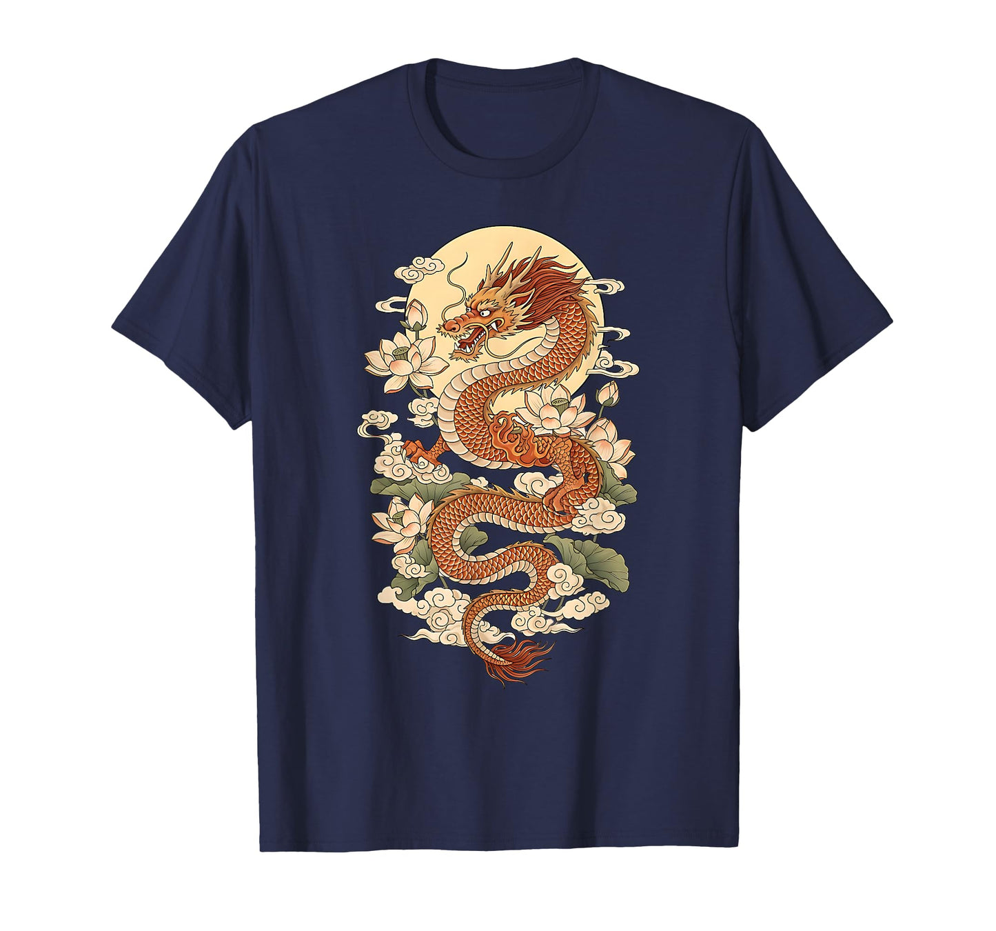 Japanese Dragon Sakura Moon Asian Lotus Blossoms Dragon T-Shirt