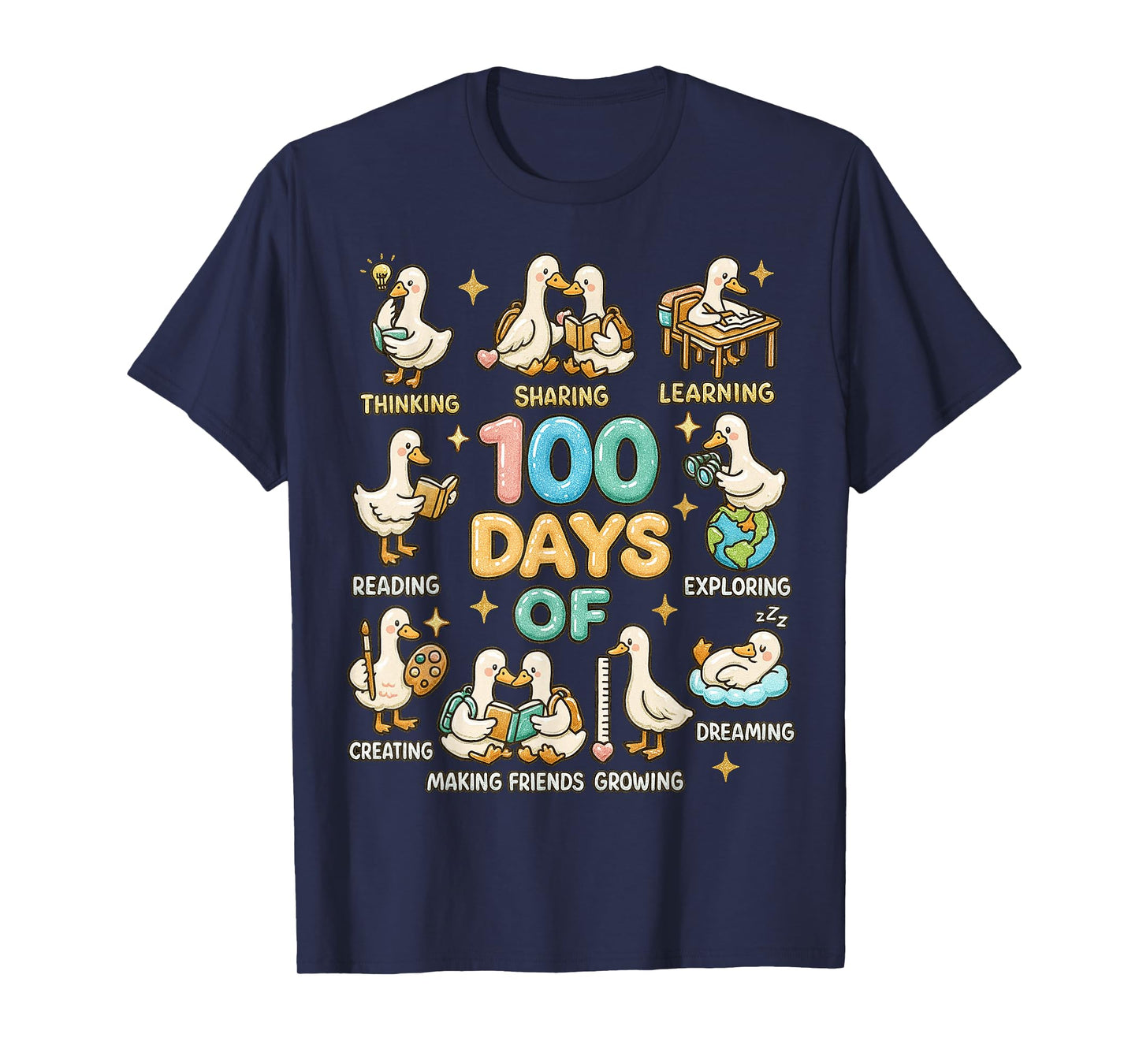 Cute 100 Days of School Goose Teacher Classroom Humor T-Shirt