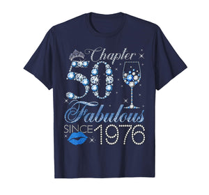 Chapter 50 50th Birthday Crown Wine Glass Denim and Diamonds T-Shirt