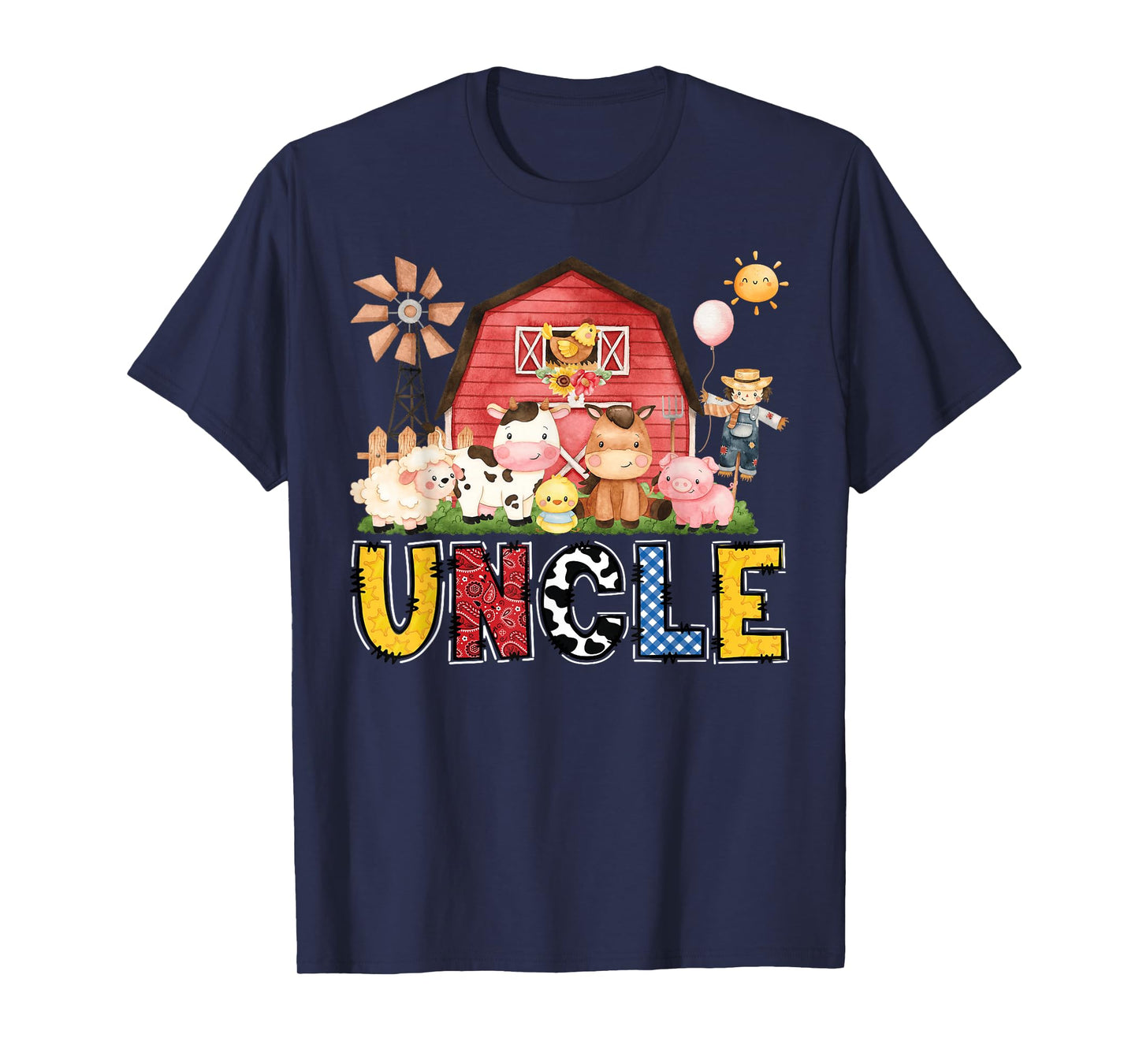Uncle Farm Cow Birthday Boy Matching Family Party T-Shirt